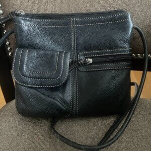Danier black pebbled leather crossbody bag